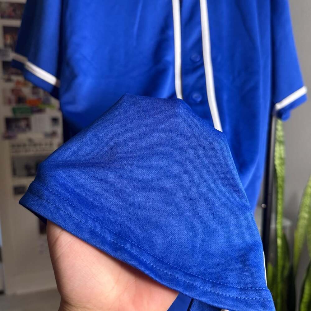 La Dreamz Royal Blue and White Striped Button-Down Baseball Jersey Medium - Picture 2 of 8